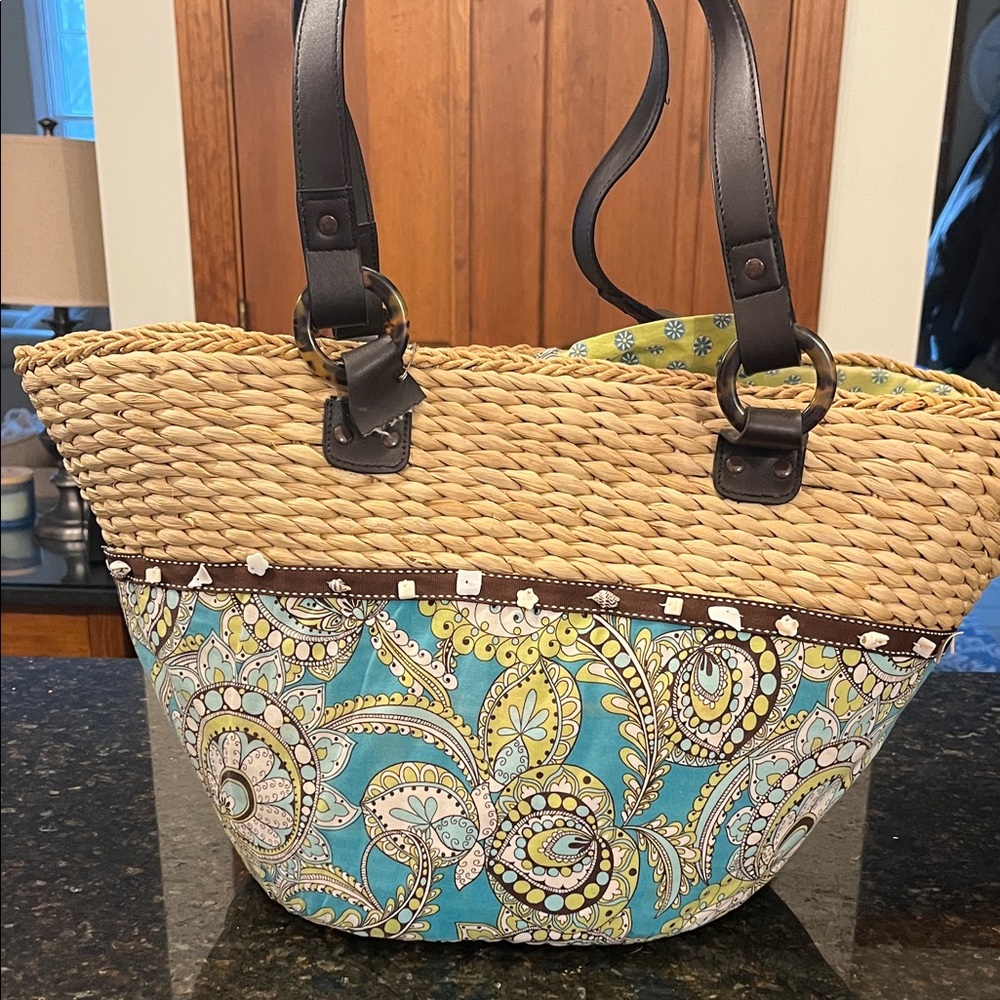 Vera Bradley Blue and Yellow Paisley Tote